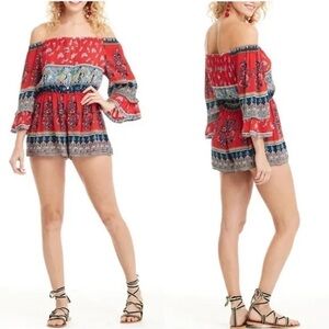 🆕 Patrons of Peace Los Angeles Floral Boho Off The Shoulder Romper